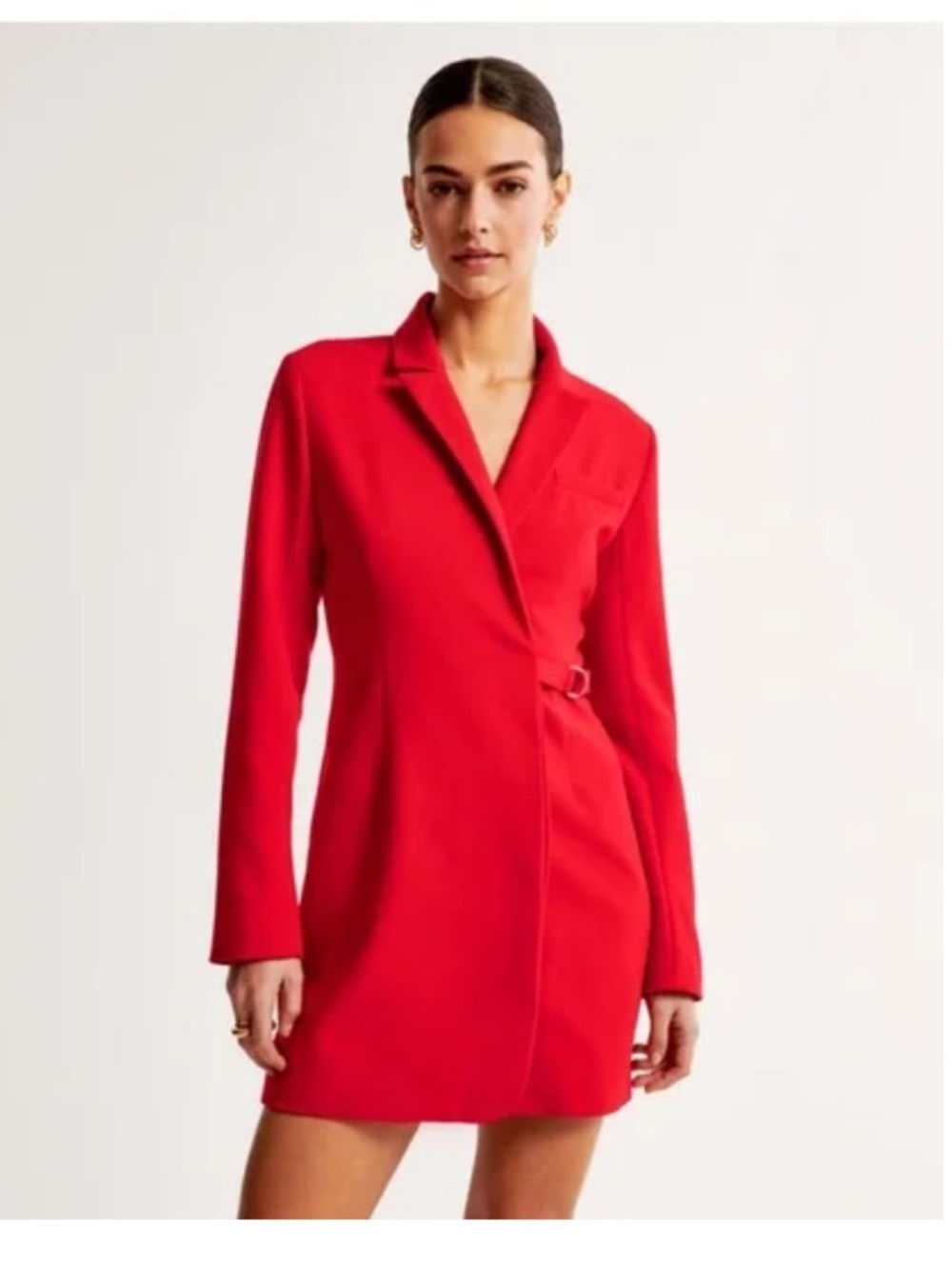 Abercrombie & Fitch Side Belt Blazer Mini Dress Red Long Sleeve Size XST XS Tall